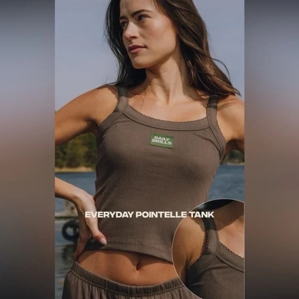 Daily Drills Everyday Pointelle Tank in Mocha Brown